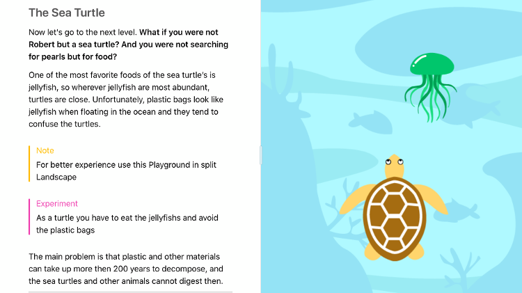 Screenshot do jogo Sea Turtle, criado pela brasileira Jessica Matsuura e premiado pela Apple - Press Release - Press Release