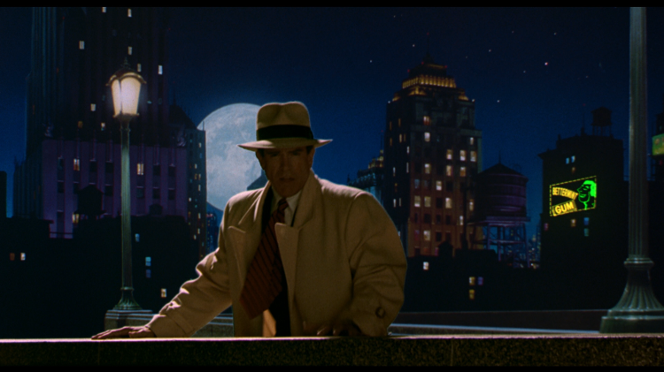 Warren Beatty em um cenário artificial 'Dick Tracy' - Disney